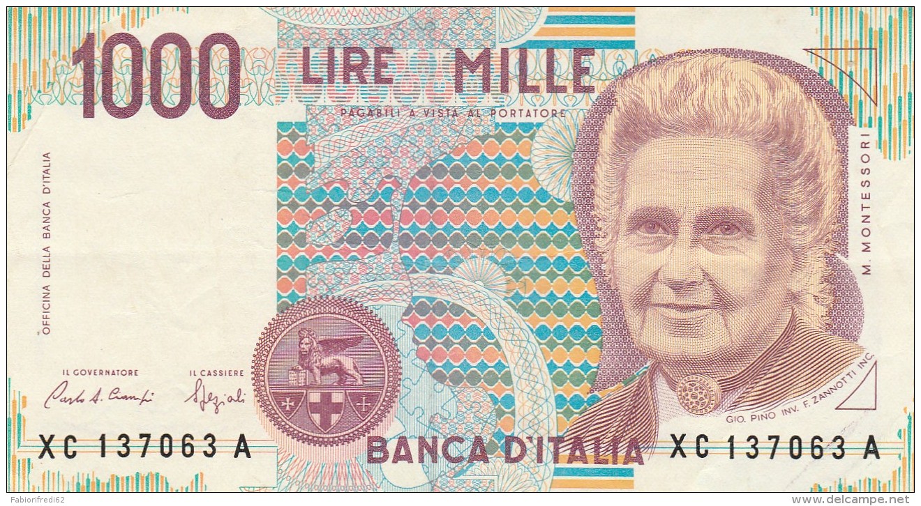BANCONOTA ITALIA 1000 LIRE MONTESSORI -XF (Z1513 - 1000 Lire