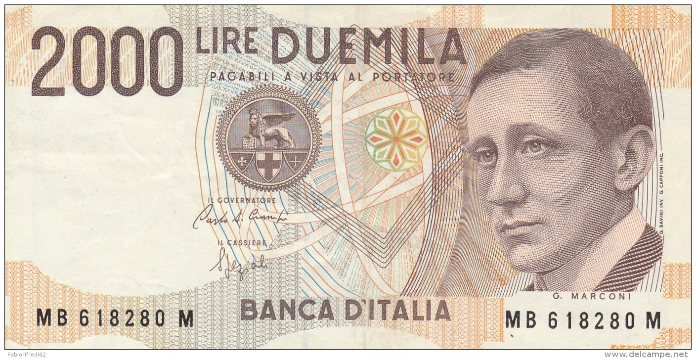 BANCONOTA ITALIA 2000 LIRE MARCONI XF (Z1515 - 1000 Lire