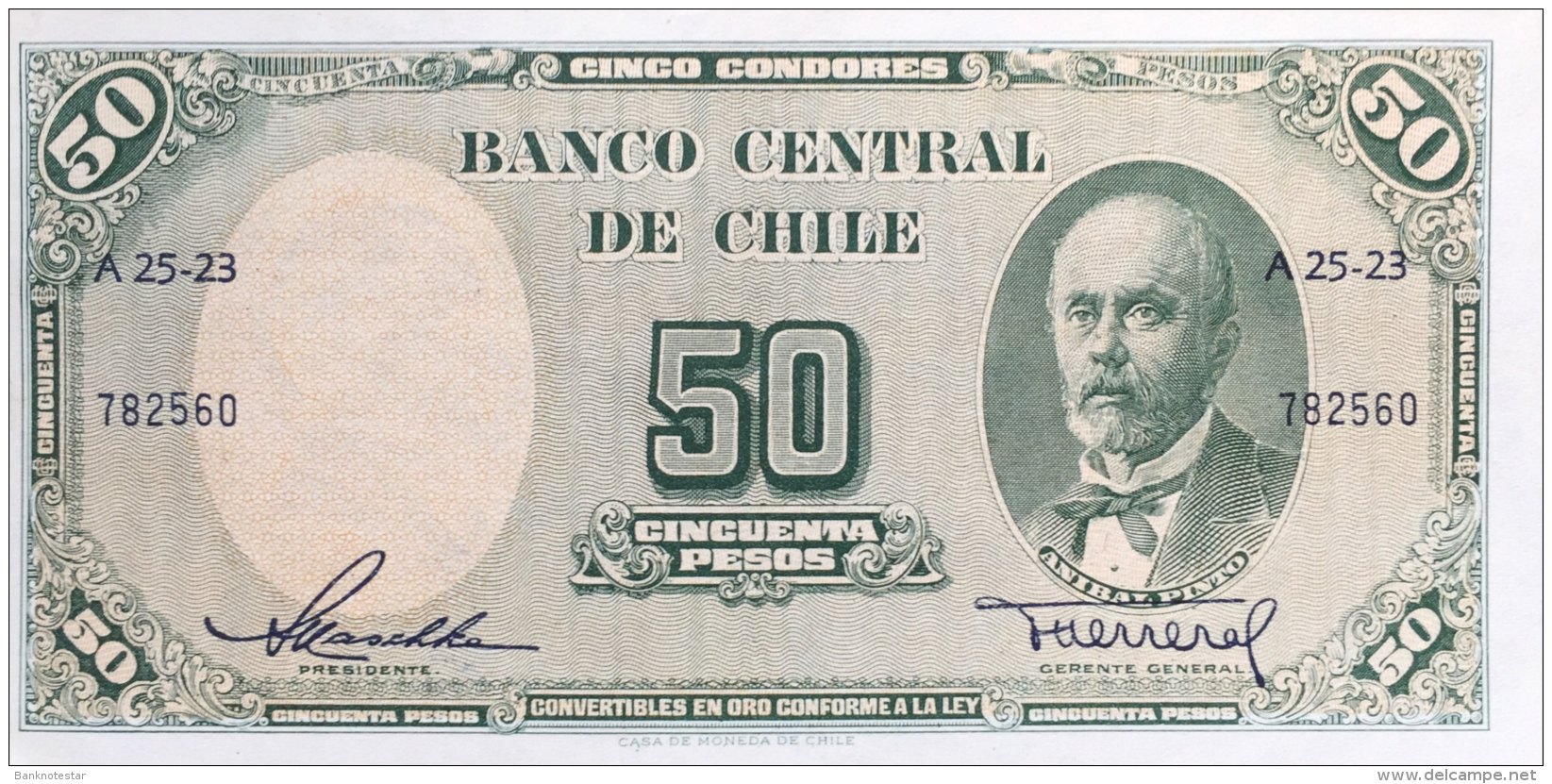 Chile 50 Pesos, P-121a - UNC - Chili