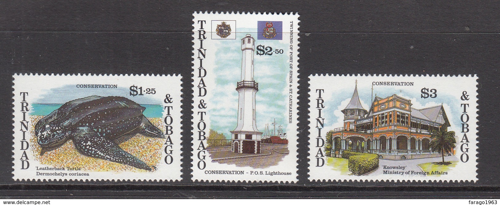 1995 Trinidad Conservation Turtles Lighthouses  Complete Set Of 3 MNH - Trinidad & Tobago (1962-...)