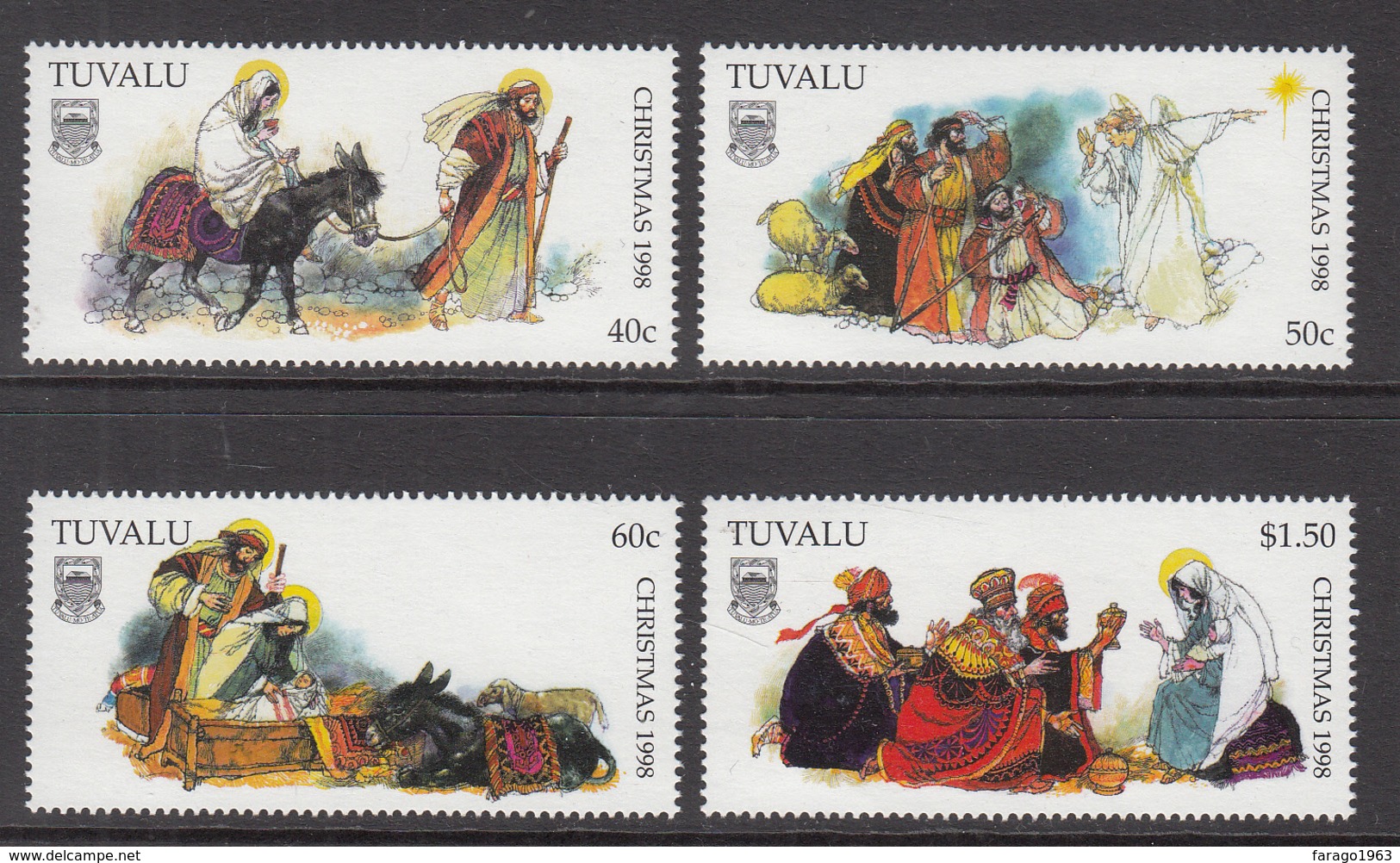 1998 Tuvalu Christmas Noel Complete Set Of 4 MNH - Tuvalu