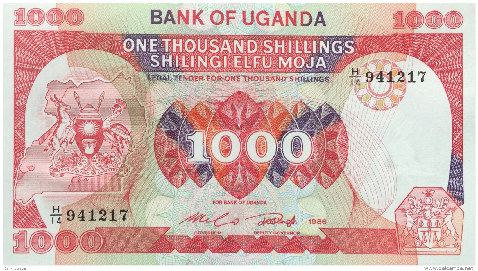 Uganda 1.000 Shillings, P-26 (1986) UNC - Uganda