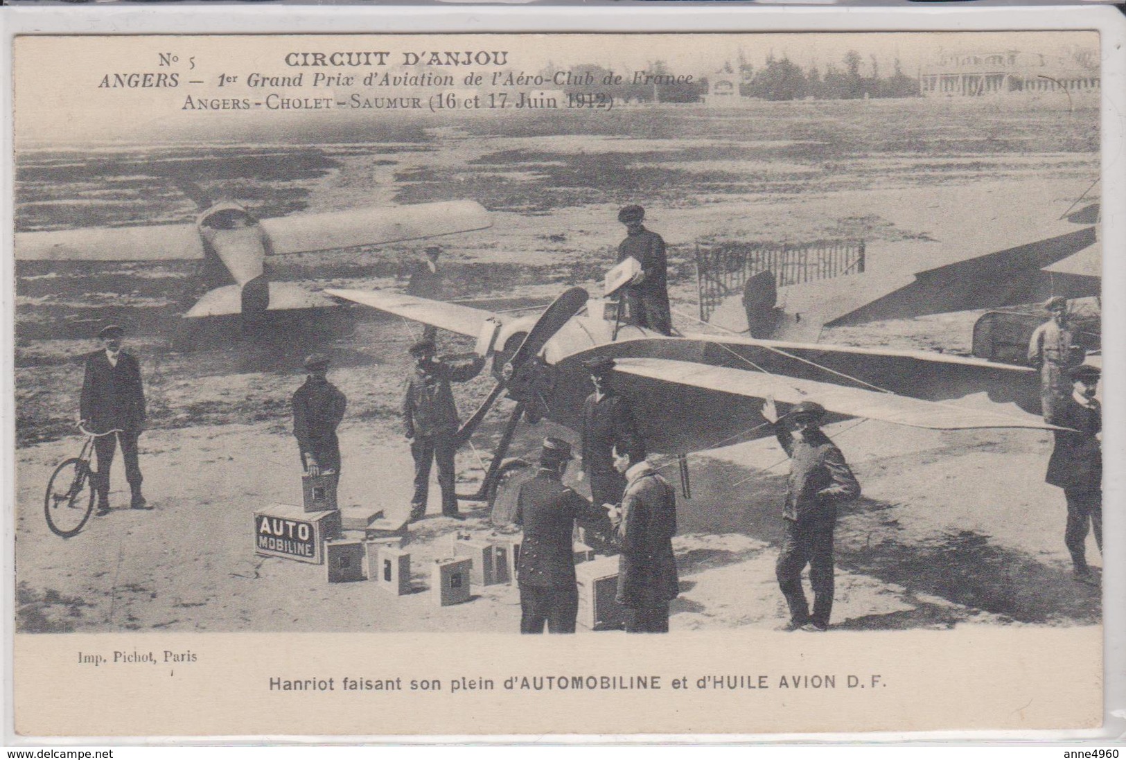 CPA 49 - ANGERS - CIRCUIT D'ANJOU - 1er Grand Prix Aviation - 16 Et 17 Juin 1912 - Hanriot Plein AUTOMOBILINE + HUILE TB - Angers