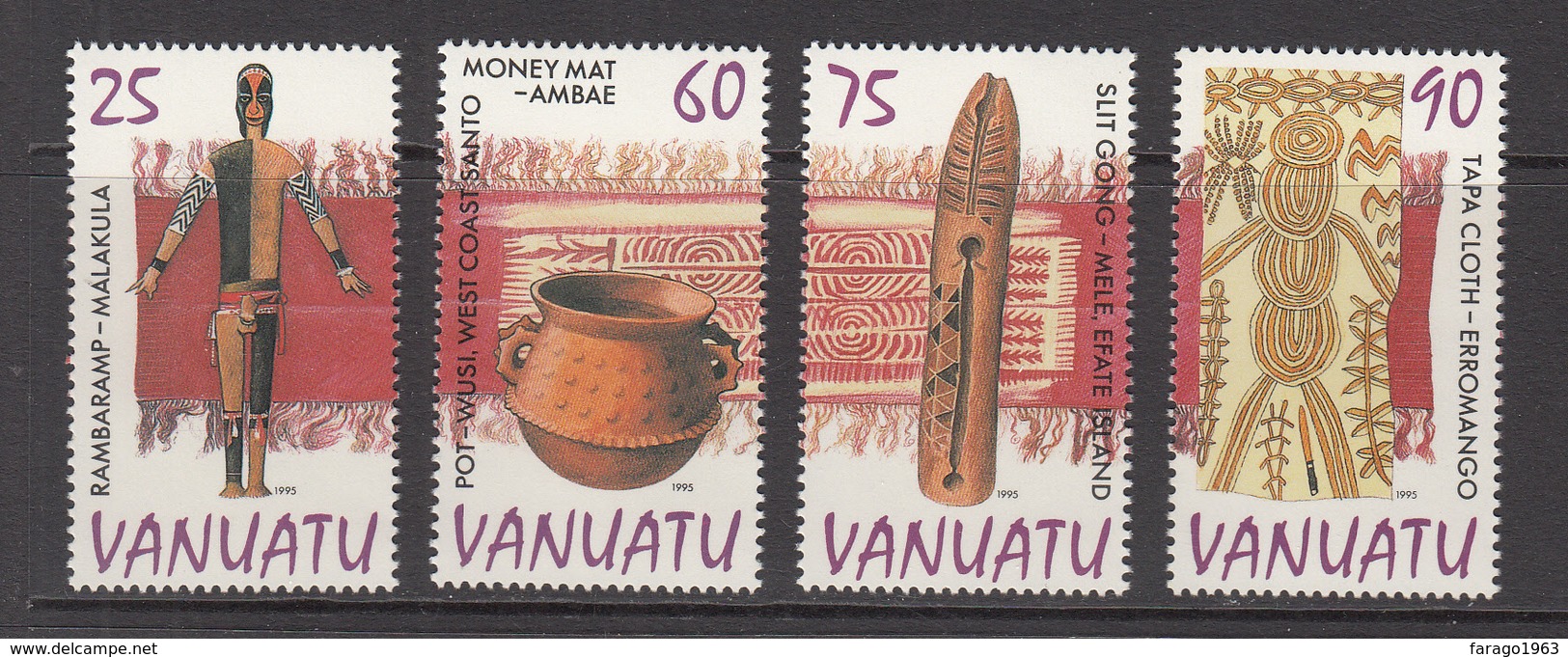 1995 Vanuatu Artefacts Ceramics Pottery  Complete Set Of 4  MNH - Vanuatu (1980-...)