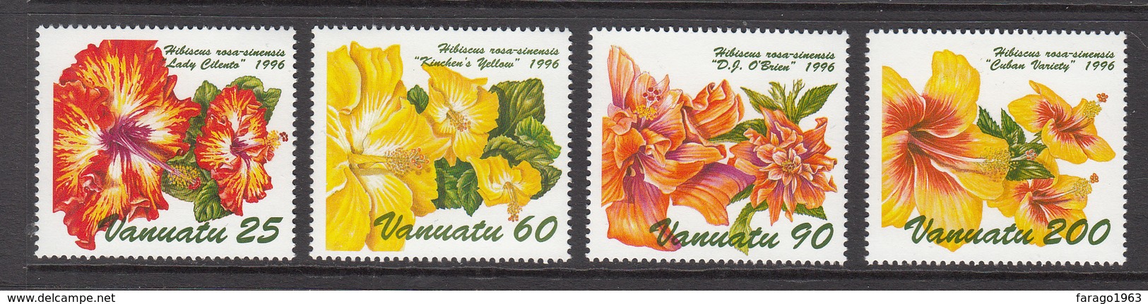 1995 Vanuatu Flowers Hibiscus Fleurs Complete Set Of 4  MNH - Vanuatu (1980-...)