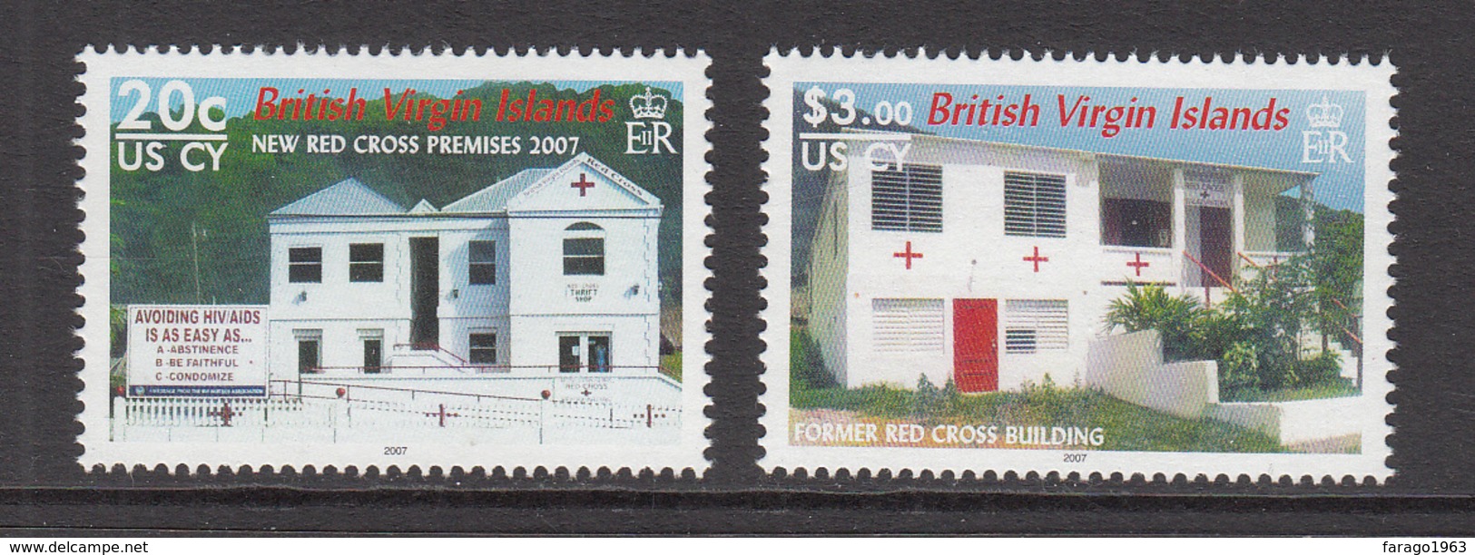 2007 Virgin Islands Red Cross Building AIDS SIDA Health Complete Set Of 2  MNH - British Virgin Islands