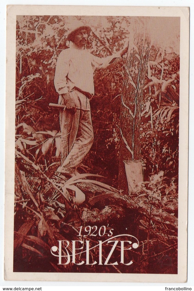 BELIZE - EXTRACTING CHICLE FROM THE SAPODILLA IN 1925 / THEMATIC STAMPS-WWF MONKEYS / INSECT - Belize