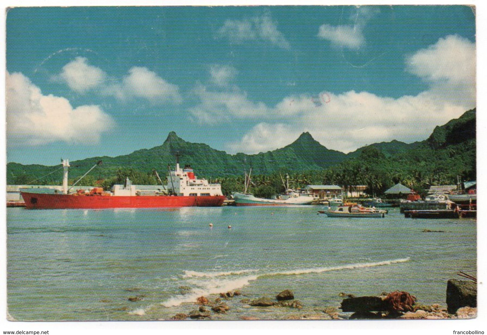 COOK ISLANDS - AVATIU HARBOUR-RARATONGA THE MAIN SEA PORT /SHIPS / THEMATIC STAMP-FIRST MOON LANDING - Isole Cook