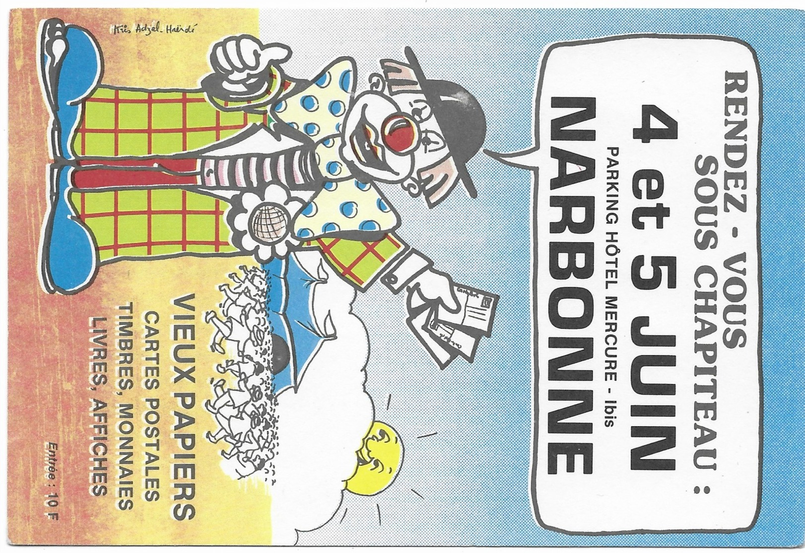 Illustrateur Kris Adzel-Haerdé Clown Salon Narbonne 4 Et 5 Juin 1983 - Other & Unclassified