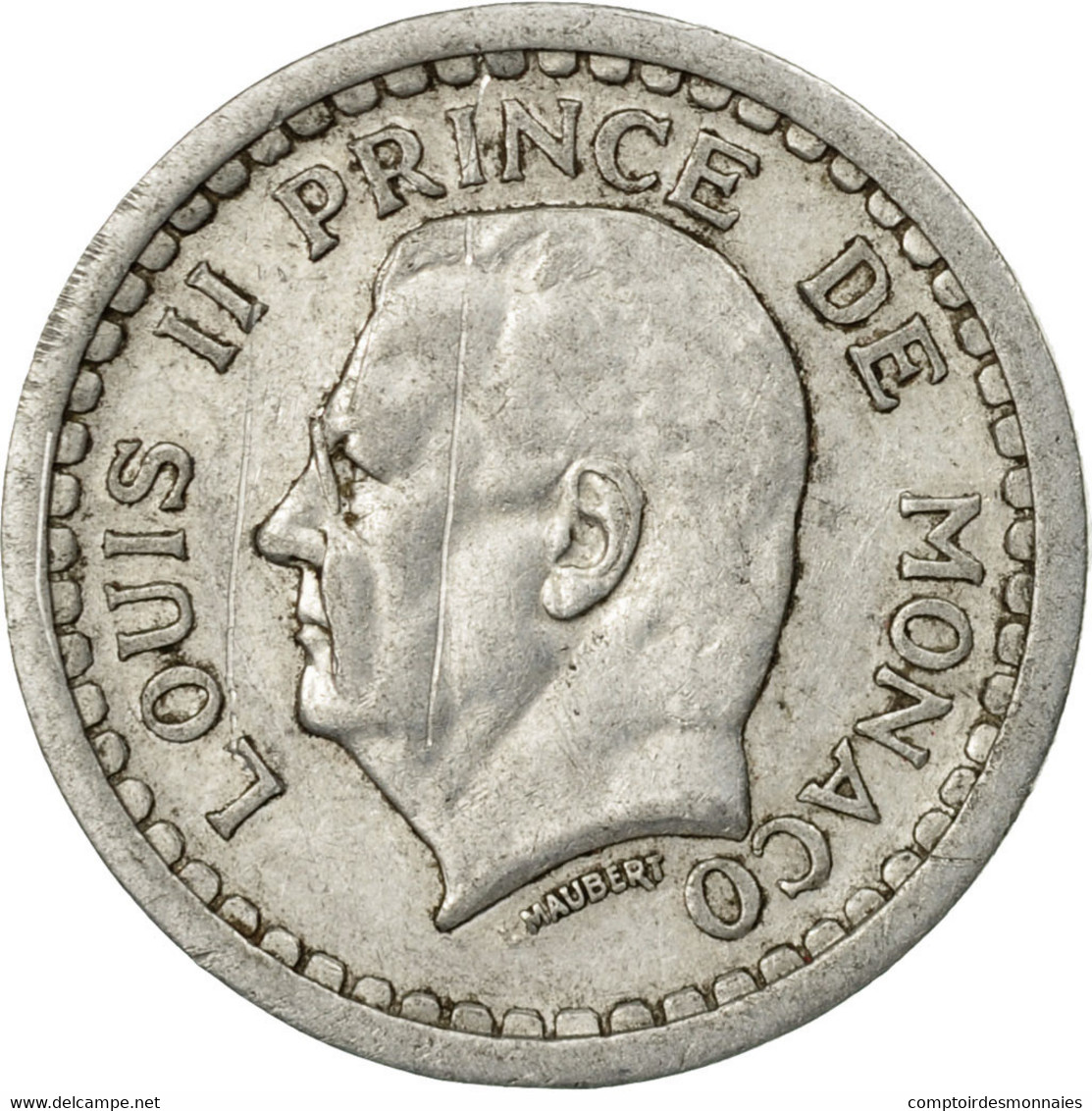 Monnaie, Monaco, Louis II, Franc, Undated (1943), Poissy, TB+, Aluminium - 1922-1949 Louis II