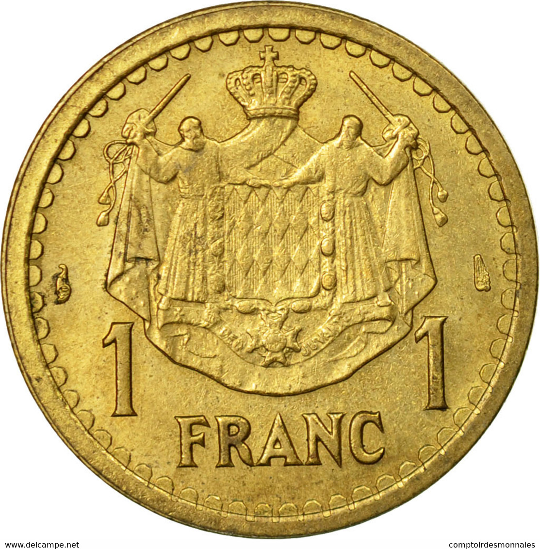 Monnaie, Monaco, Franc, Undated (1943), Poissy, TB, Cupro-Aluminium, Gadoury:MC - 1922-1949 Louis II