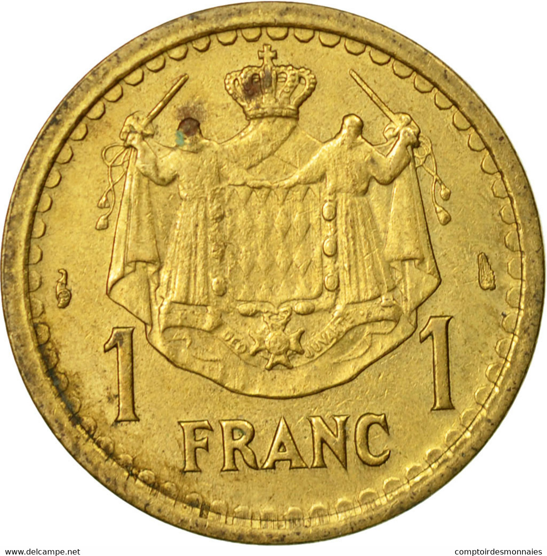 Monnaie, Monaco, Franc, Undated (1943), Poissy, TB+, Cupro-Aluminium, Gadoury:MC - 1922-1949 Louis II