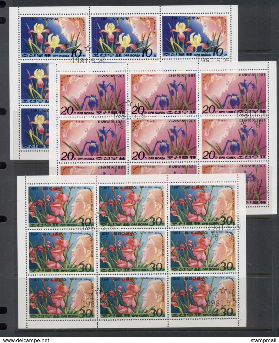 South East Asia 1981 Flowers, Iris 3xsheet CTO - Korea, North