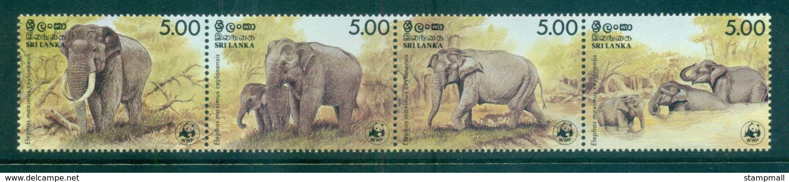 Sri Lanka 1986 WWF Elephants Str 4 MUH Lot64105 - Sri Lanka (Ceylon) (1948-...)