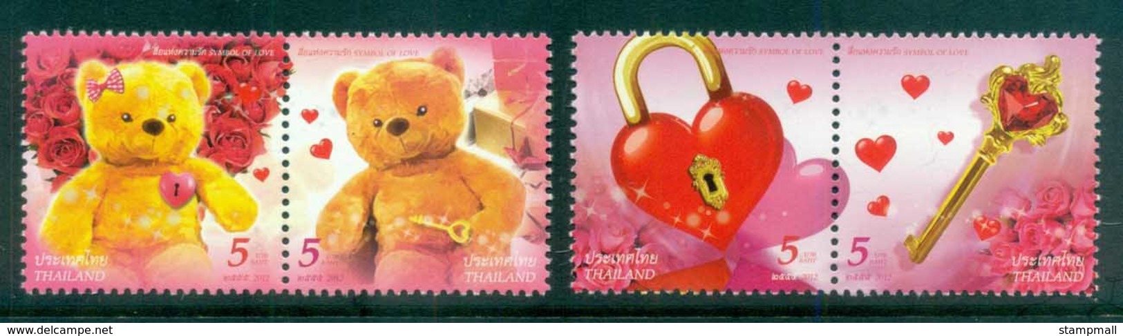 Thailand 2012 With Love, Hearts, Bears Pairs MUH Lot82084 - Thailand
