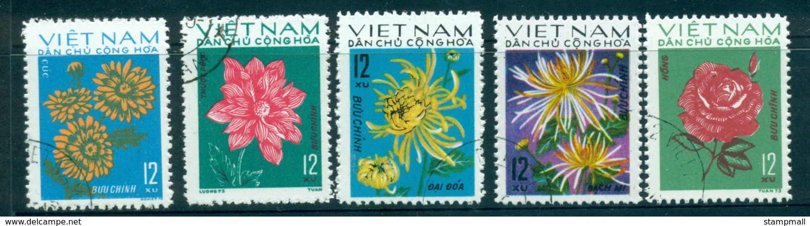 Vietnam North 1974 Flowers (5/6)FU Lot33859 - Vietnam