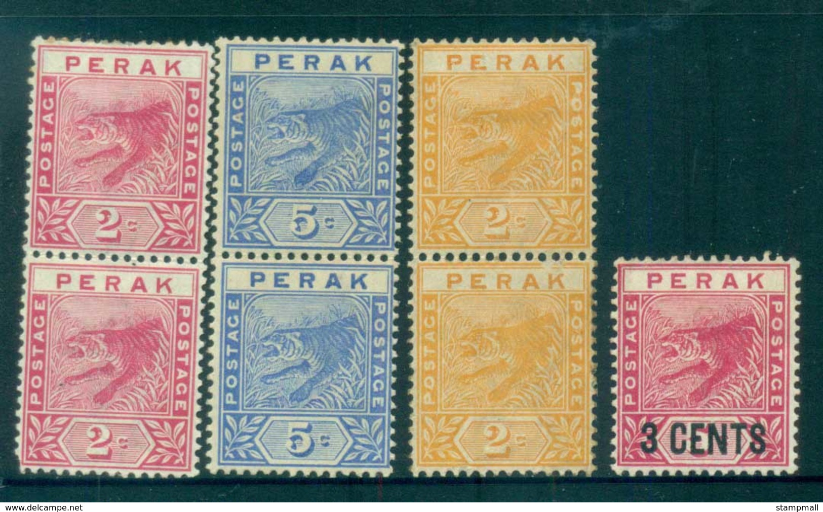 Malaya Perak 1898-95 Assorted Tigers MLH Lot82519 - Sonstige & Ohne Zuordnung