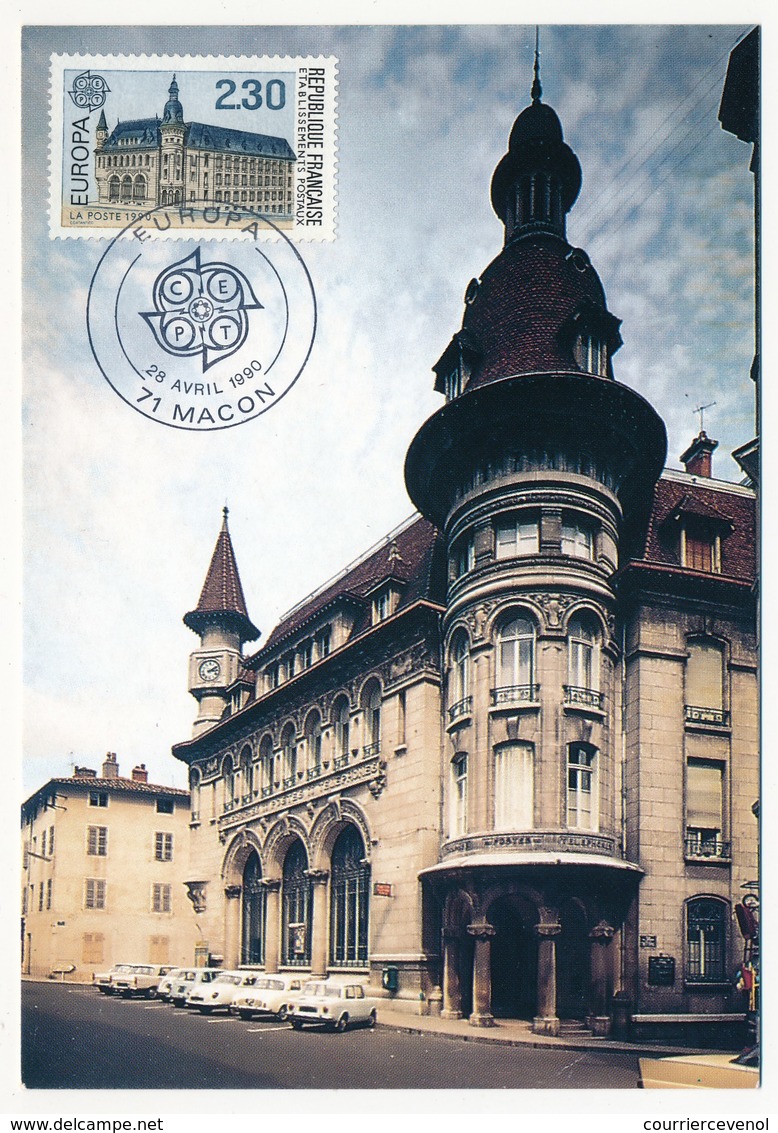 FRANCE => 2 Cartes Maximum - 2,30 Europa - Bâtiment Postal - 1990 Strasbourg / Macon - 1990-1999