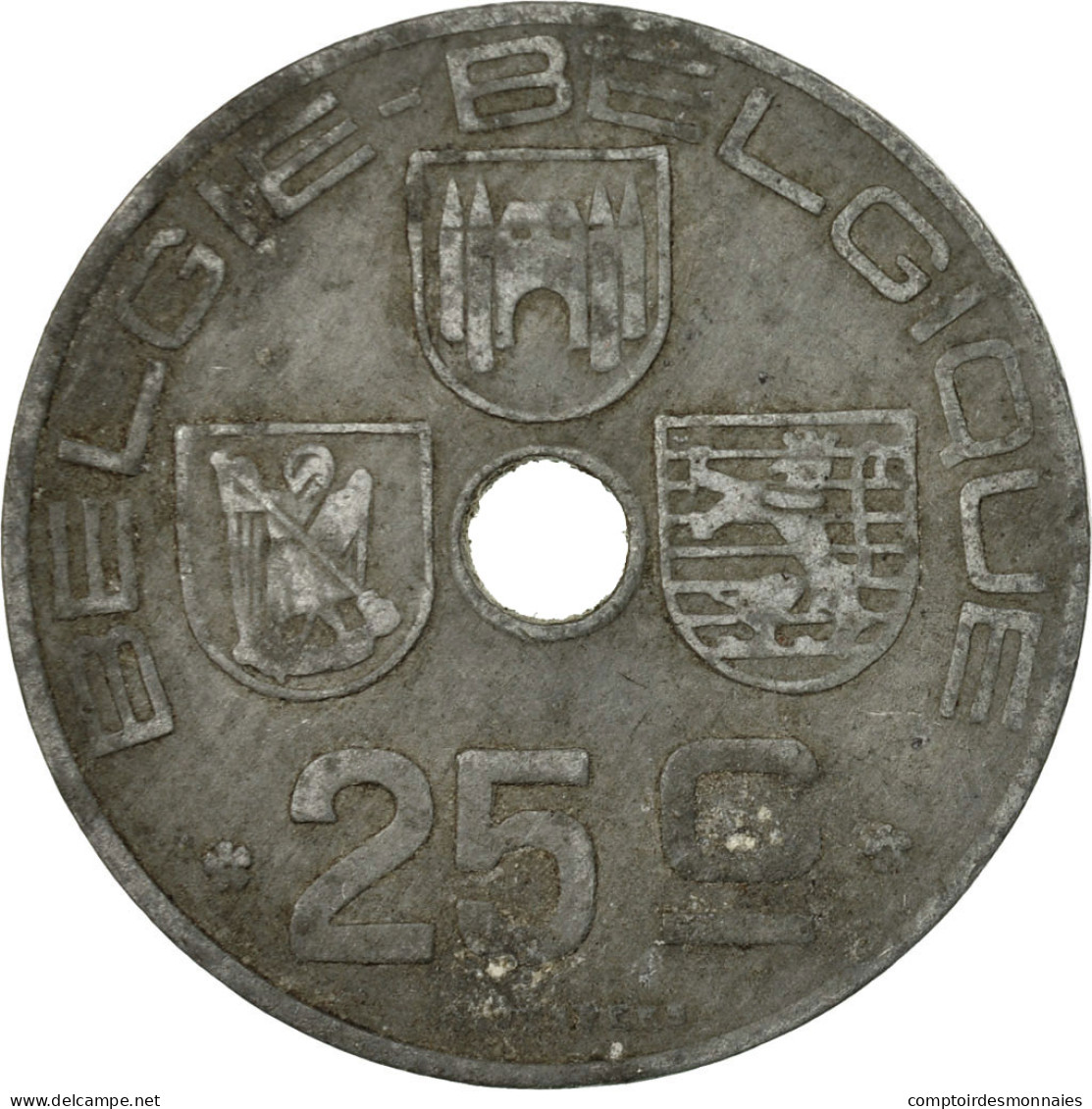 Monnaie, Belgique, 25 Centimes, 1946, TB+, Zinc, KM:132 - 10 Cents & 25 Cents