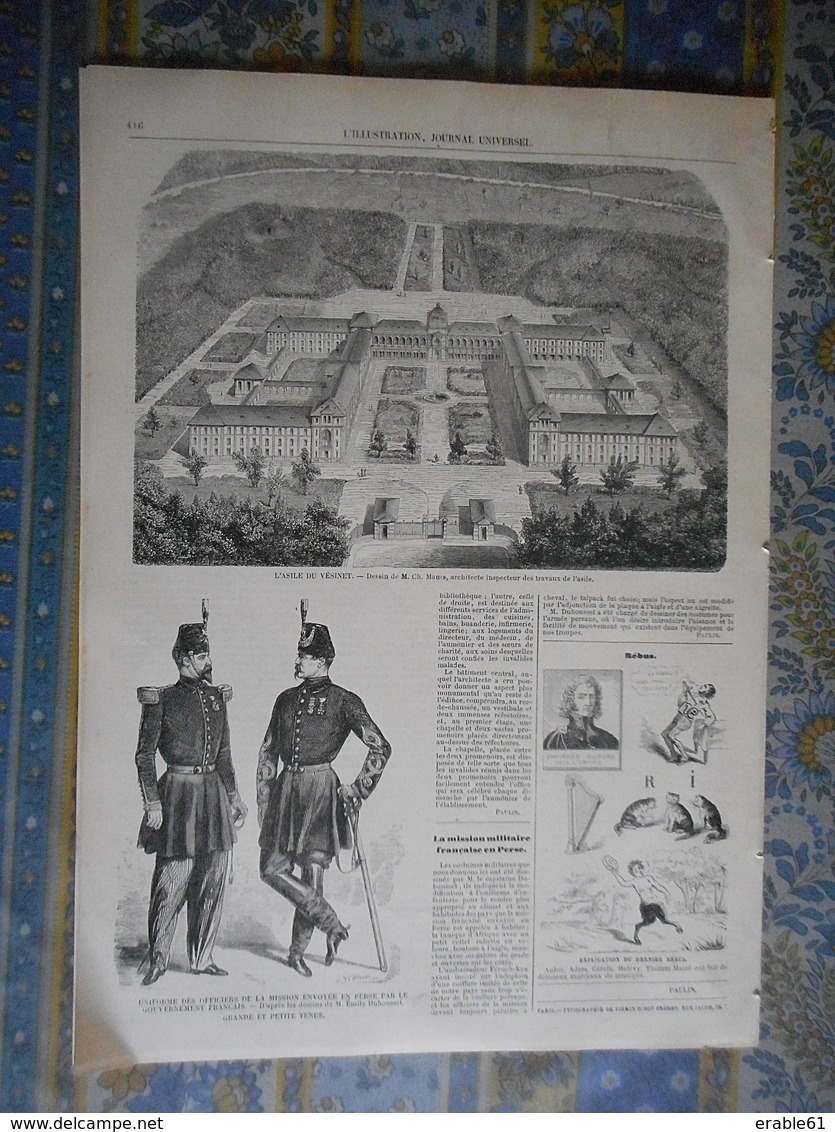 L ILLUSTRATION 26/06/1858 PARIS CHAMPS ELYSEES JARDIN VALREAS FREGATE ISLY PERSE DANS ALMEES BORDEAUX PONDICHERY VESINET - 1850 - 1899