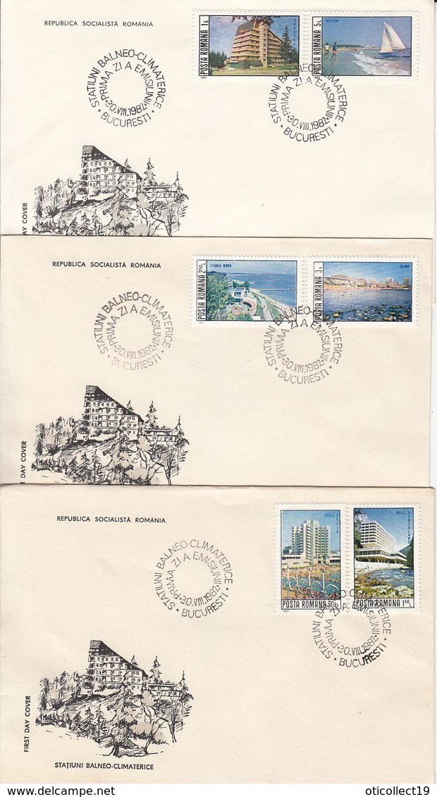 HEALTH RESORTS, SPA TOWNS, SPECIAL COVER, 3X, 1982, ROMANIA - Lettres & Documents