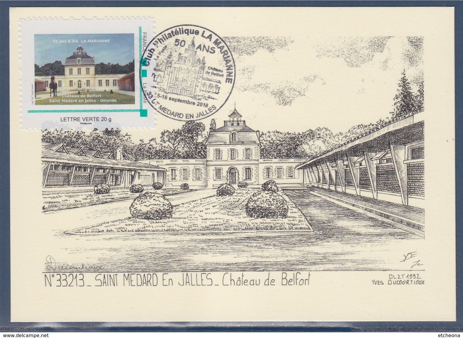 Château De Belfort Saint Médard En Jalles Gironde 50 Ans Club Philatélique La Marianne 15-16.9.18 Cadre Philaposte LV - Covers & Documents