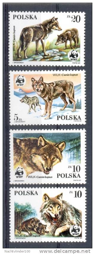 Mis026s WWF FAUNA ZOOGDIEREN WILD DOG HOND WOLF MAMMALS POLEN POLAND POLSKA 1985 PF/MNH - Unused Stamps