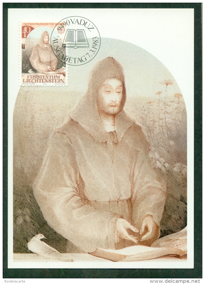 CM-Carte Maximum Card #1983- Liechtenstein  # Europa  CEPT #  Notker  Balbulus Of St Gall ,Mönch,moine,monk - 1983