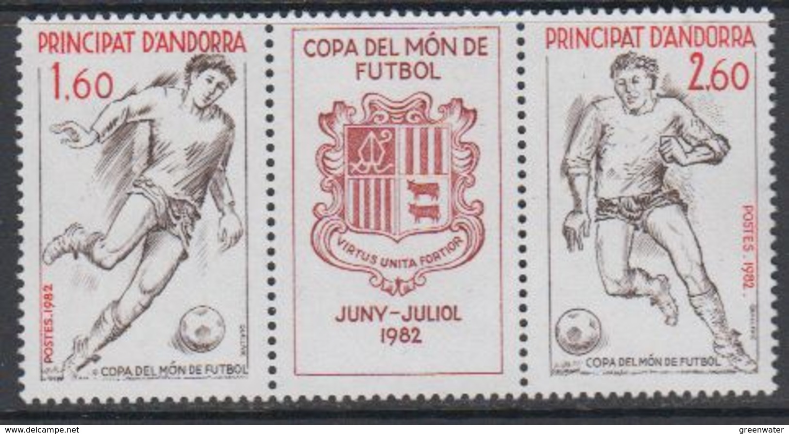 Andorra Fr. 1982 World Cup Football Strip 2v+label ** Mnh (40658B) - Ongebruikt