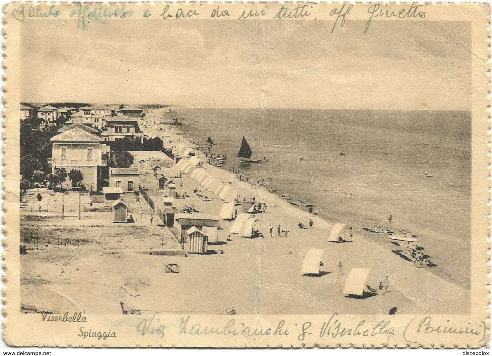 X4303 Rimini - Viserbella - Panorama Della Spiaggia - Beach Plage Strand Playa / Viaggiata 1947 - Rimini