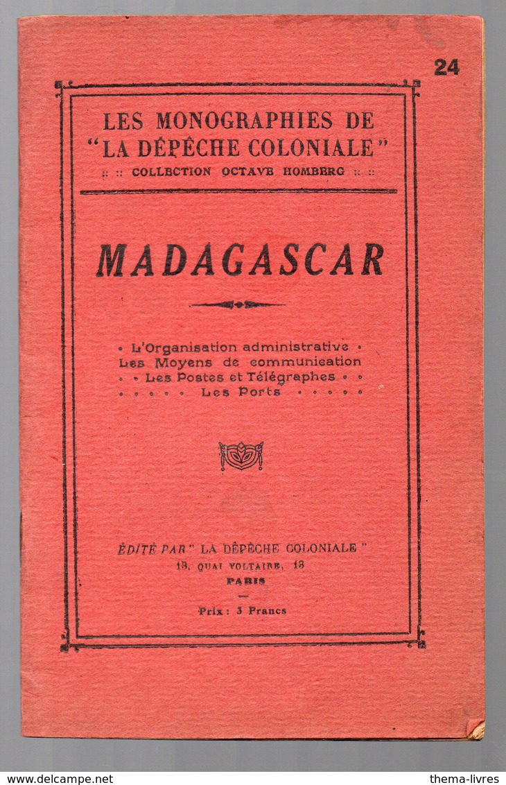 Madagascar : Plaquette (c1927) Avec Une Carte Dépliante (PPP9258) - Autres & Non Classés