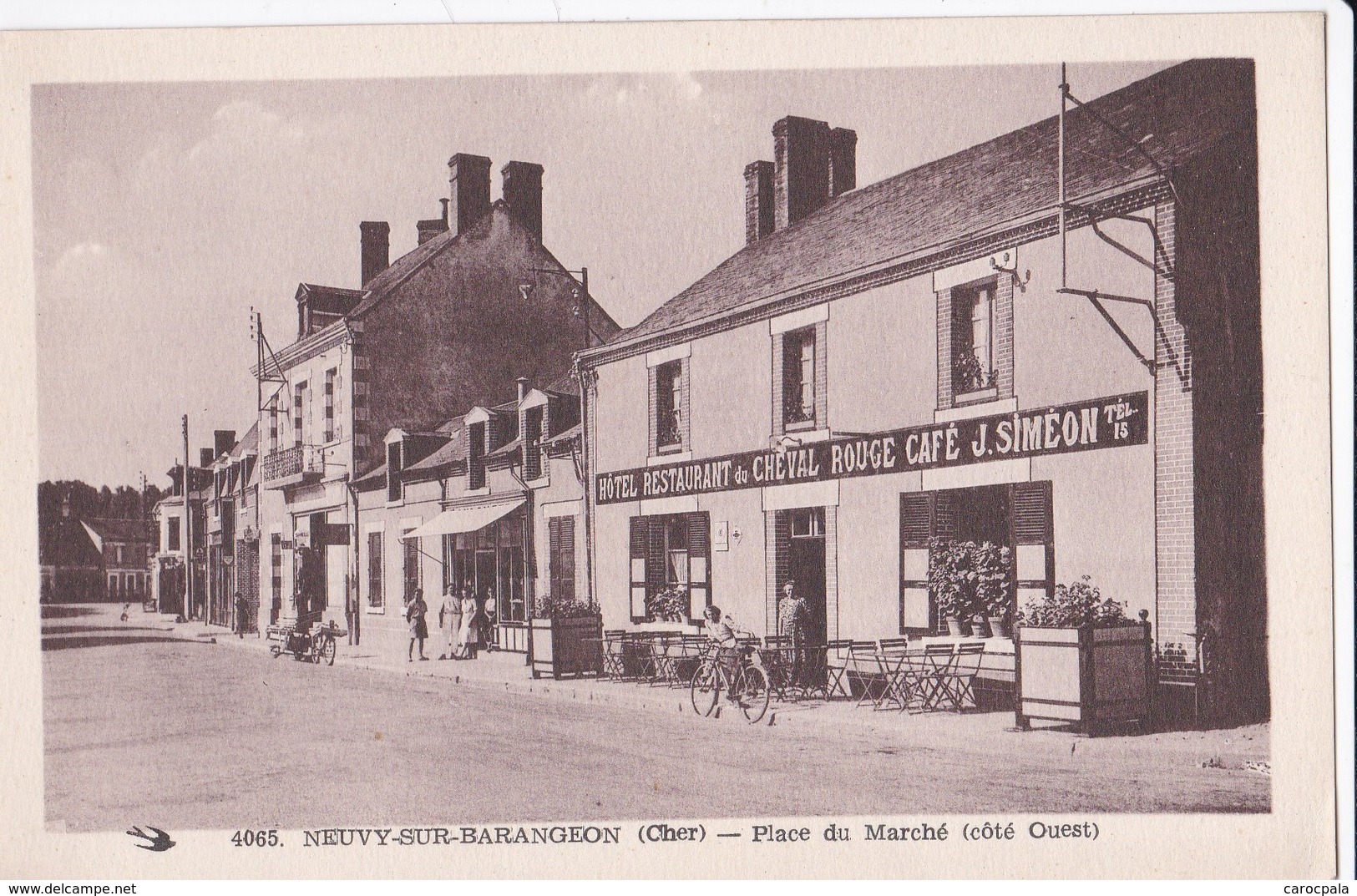 Carte 1930 NEUVY SUR BARANGEON / PLACE DU MARCHE (hôtel Restaurant Du Cheval Rouge J.Siméon) - Autres & Non Classés