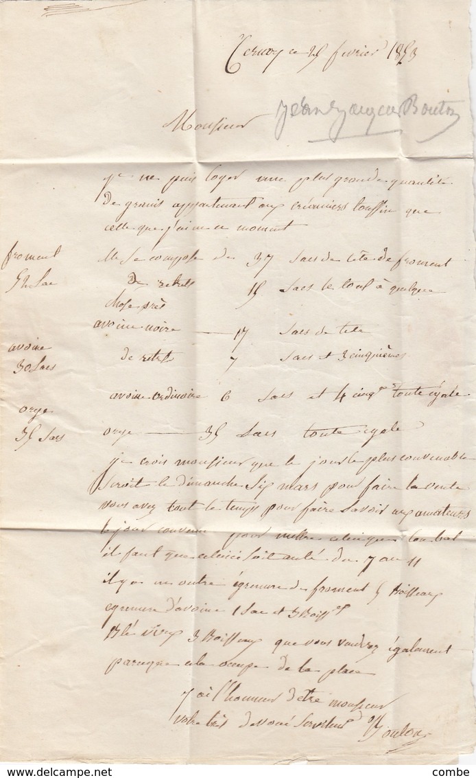 LETTRE FRANCE. 26 FEVR 52. LOIRET CHATILLON-SUR-LOIRE. TAXE PLUME 1. CL. BOITE RURALE B = CERNOY - 1849-1876: Periodo Classico