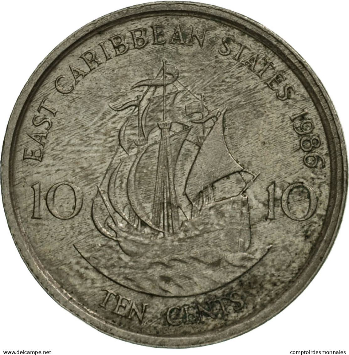 Monnaie, Etats Des Caraibes Orientales, Elizabeth II, 10 Cents, 1986, TTB - Territoires Britanniques Des Caraïbes