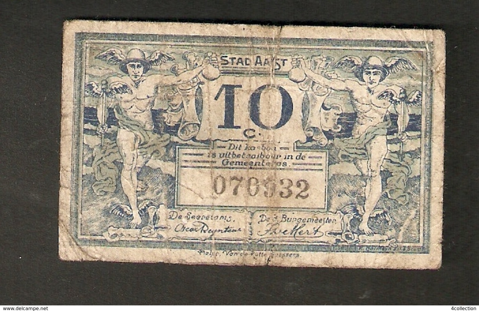 T. Belgium Belgique RARE Banknote Notgeld Stad AALST 10 C. Centimes Centiemen No. 070932 - Other & Unclassified