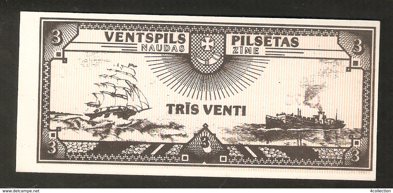 T. Latvia VENTSPILS Naudas Zime 3 VENTI 1990 700th Anniversary Mantu Loterija Lottery Ticket No. 03 - 0278 - Latvia