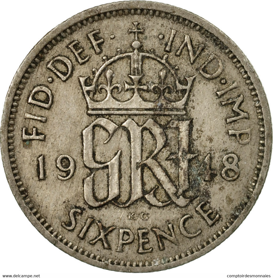 Monnaie, Grande-Bretagne, George VI, 6 Pence, 1948, B+, Copper-nickel, KM:862 - H. 6 Pence