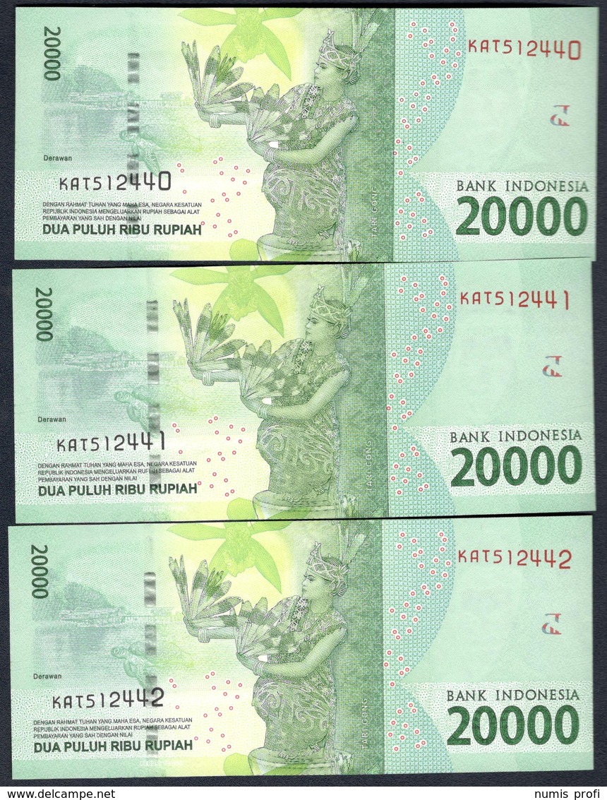 Indonesia - 20000 Rupiah 2016 X 3 Pcs. Consecutive Serial Nr. - P-158 - Indonesia