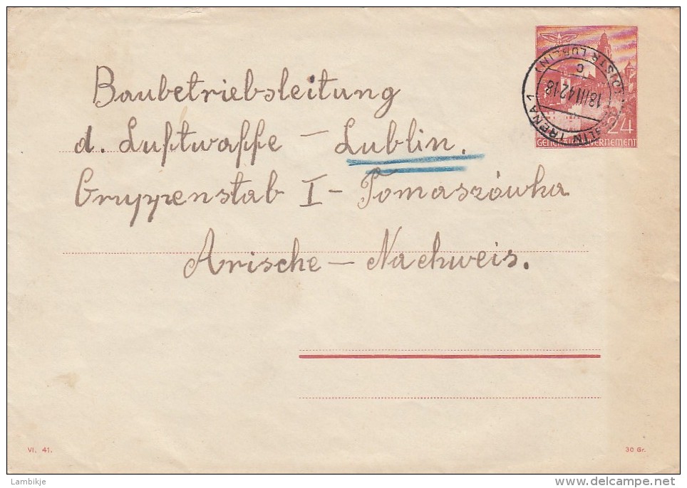 Deutsches Reich General Gouvernement Umschlag U2/01 1941 - Sonstige & Ohne Zuordnung