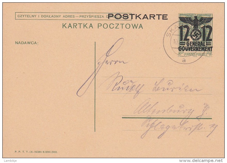 Deutsches Reich General Gouvernement Postkarte 1940 P6 - Sonstige & Ohne Zuordnung