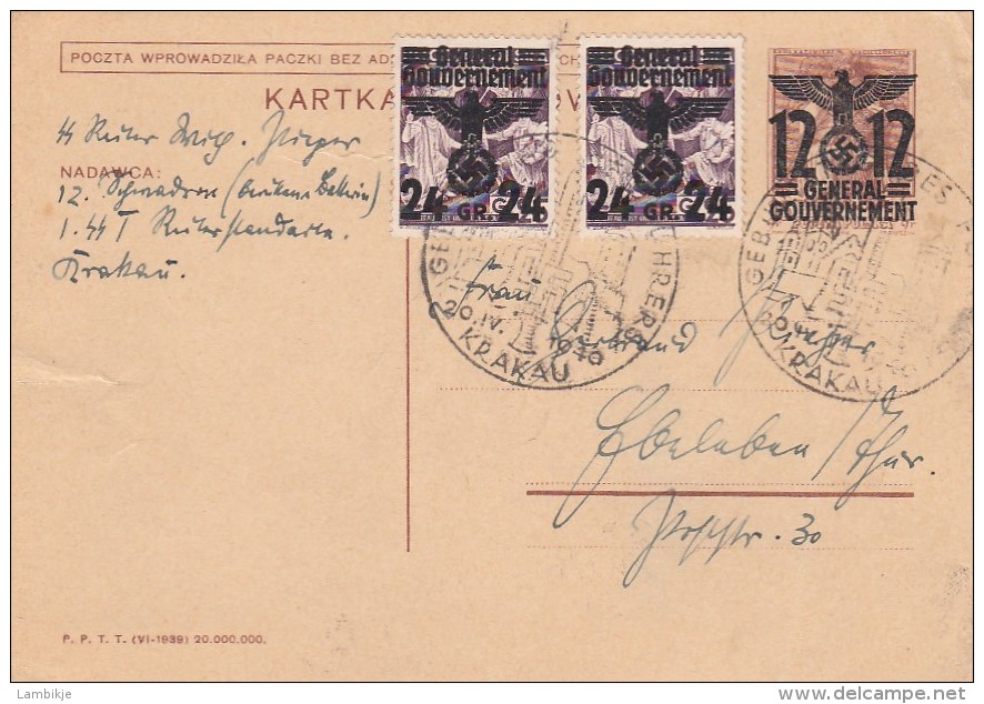 Deutsches Reich General Gouvernement Postkarte 1940 P7F - Sonstige & Ohne Zuordnung