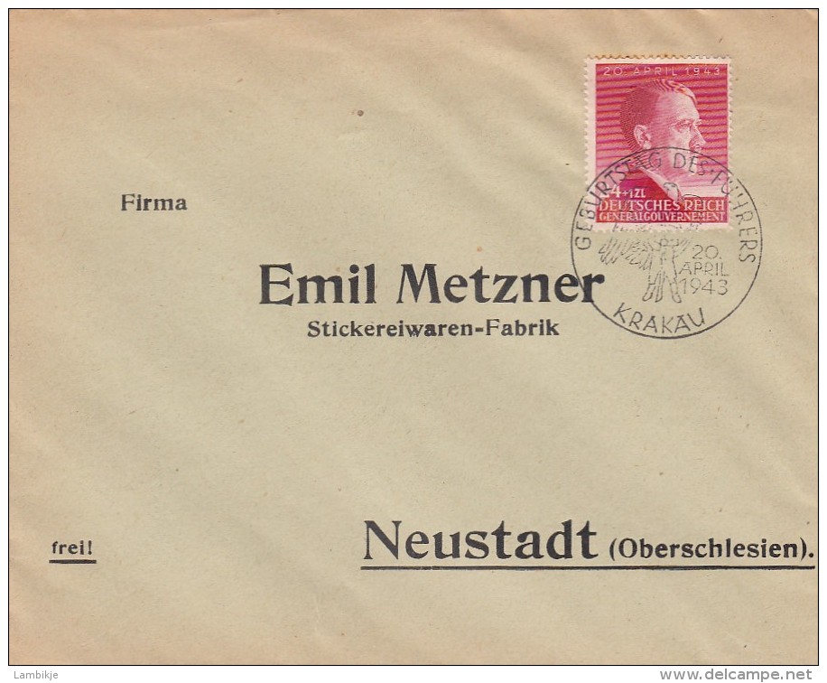 Deutsches Reich General Gouvernement FDC Brief 1943 - Sonstige & Ohne Zuordnung