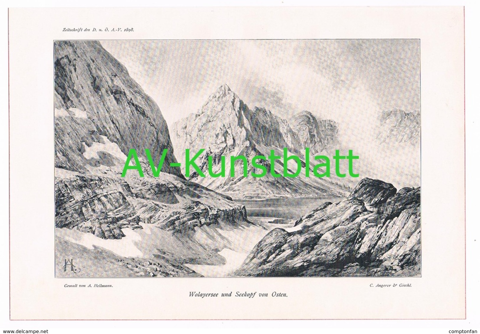 023-2 Wolayer See Seekopf Kärnten Karnische Alpen Druck 1898 !! - Autres & Non Classés
