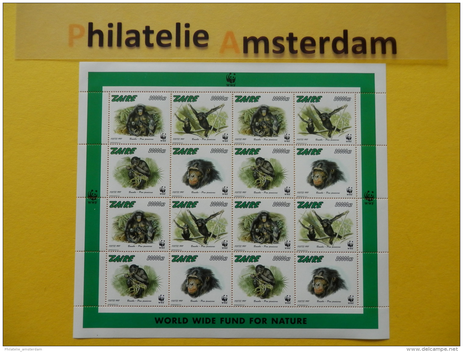 Zaire 1997, WWF FAUNA BIRDS BONOBO: Mi 1339-42, ** KB - Ongebruikt