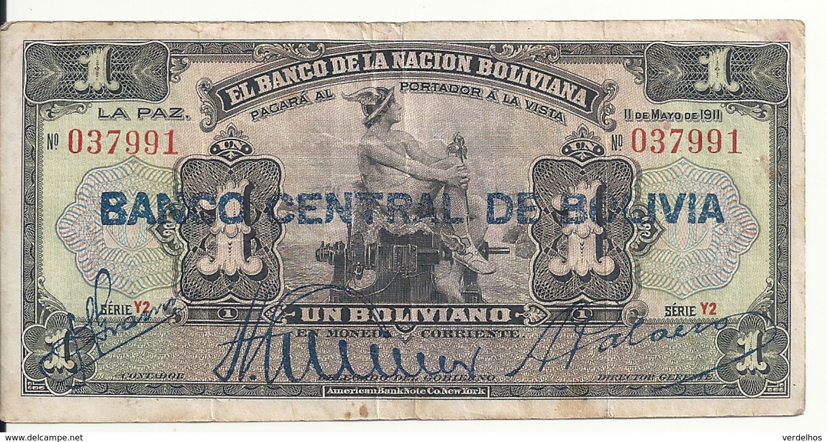 BOLIVIE 1 BOLIVIANO ND1929 VF P 112 - Bolivie