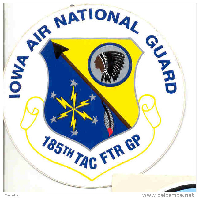 IOWA-AIR-NATIONAL-GUARD-174TH TACTICAL FIGHTER SQUADRON-STICKER-AUTOCOLLANT-ORIGINAL-RARE-NOT USED-PERFECT CONDITION ! - Aviation