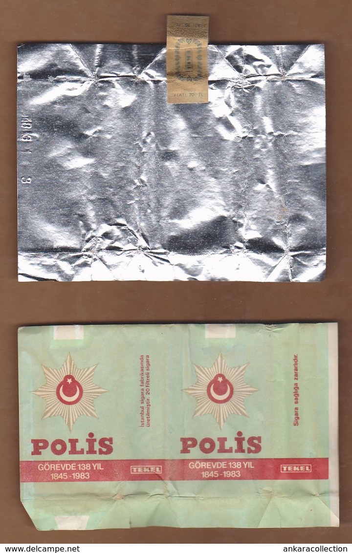 AC- POLIS CIGARETTE 1845 - 1983 138th ANNIVERSARY ON DUTY VINTAGE CIGARETTE BOX COVERING PAPER FOR COLLECTION FROM TURKE - Empty Cigarettes Boxes