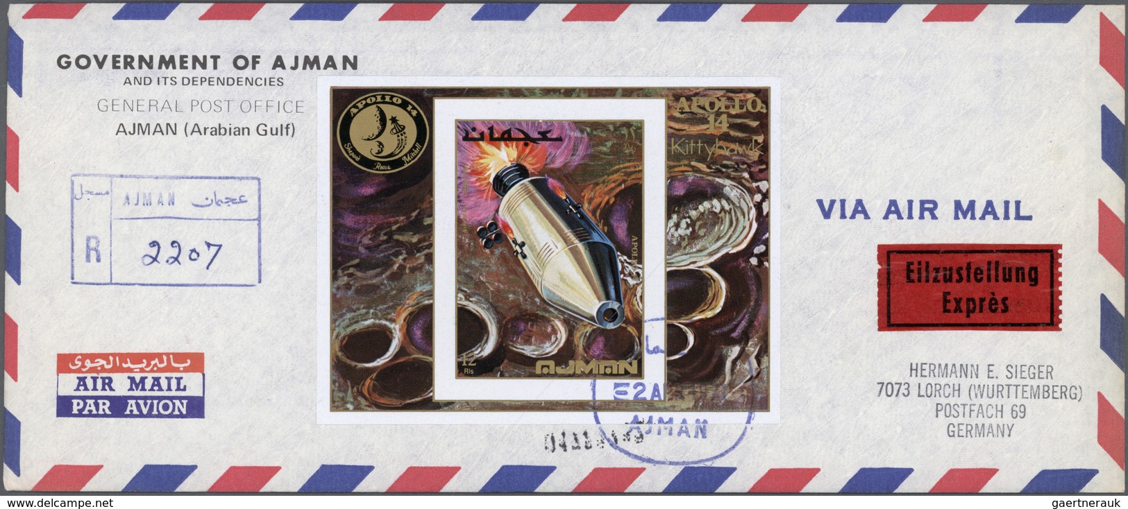 Adschman / Ajman: 1968/1972, Collection Of 65 Covers To USA/Europe, Mainly Airmail/registered, All B - Adschman