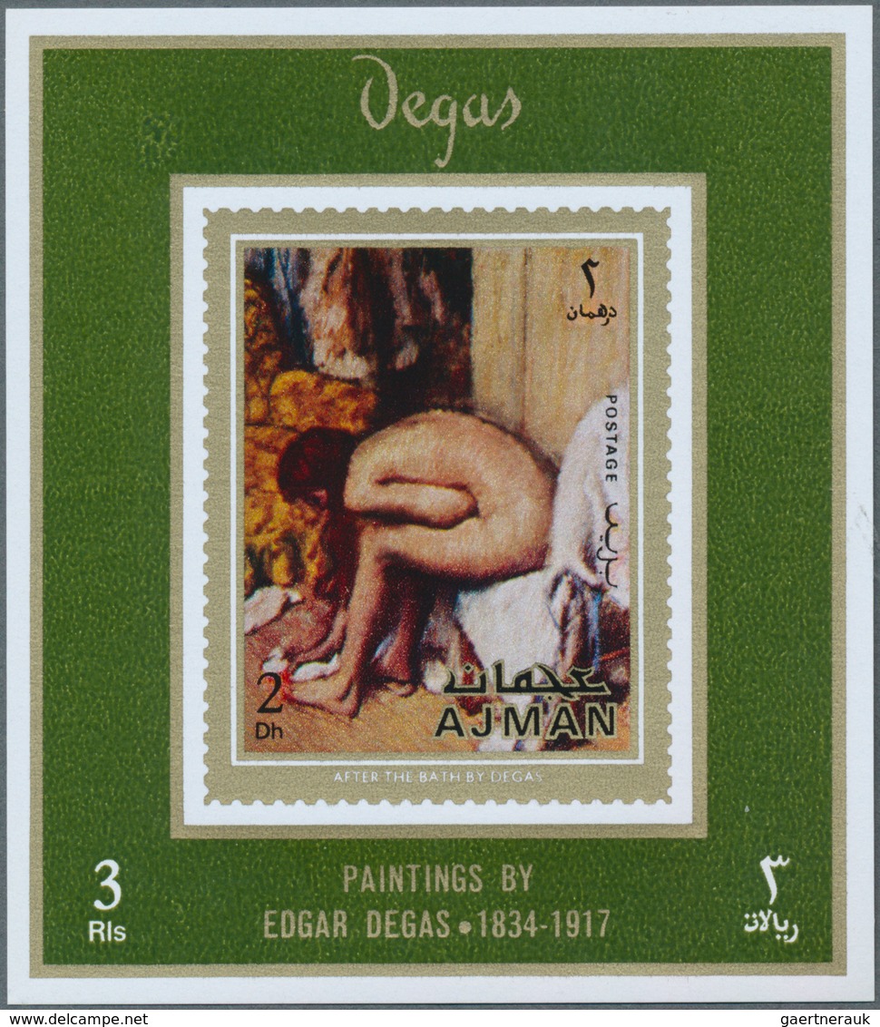 Adschman / Ajman: 1971, Paintings By Edgar DEGAS (bathing Women Etc.) Set Of Eight Different Imperfo - Adschman