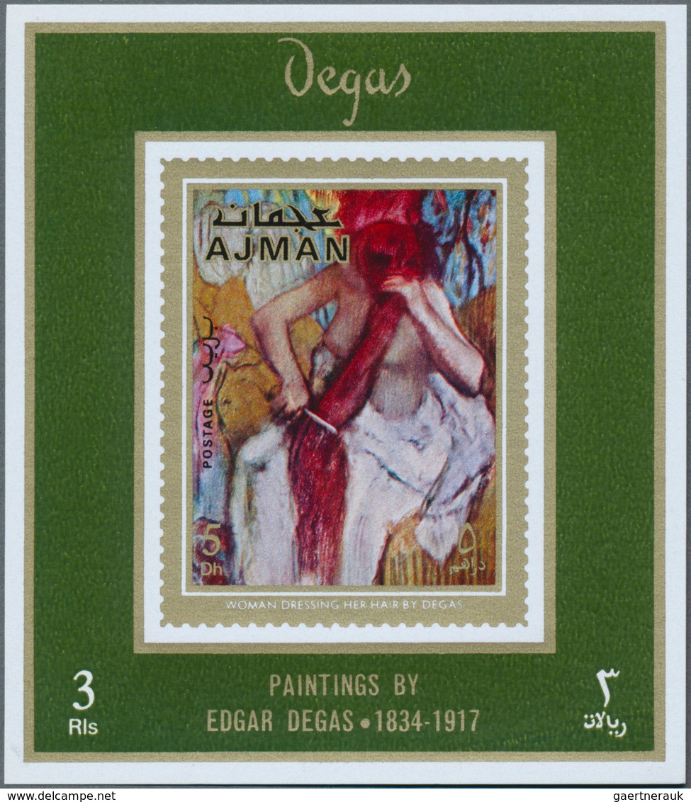 Adschman / Ajman: 1971, Paintings By Edgar DEGAS (bathing Women Etc.) Set Of Eight Different Imperfo - Adschman